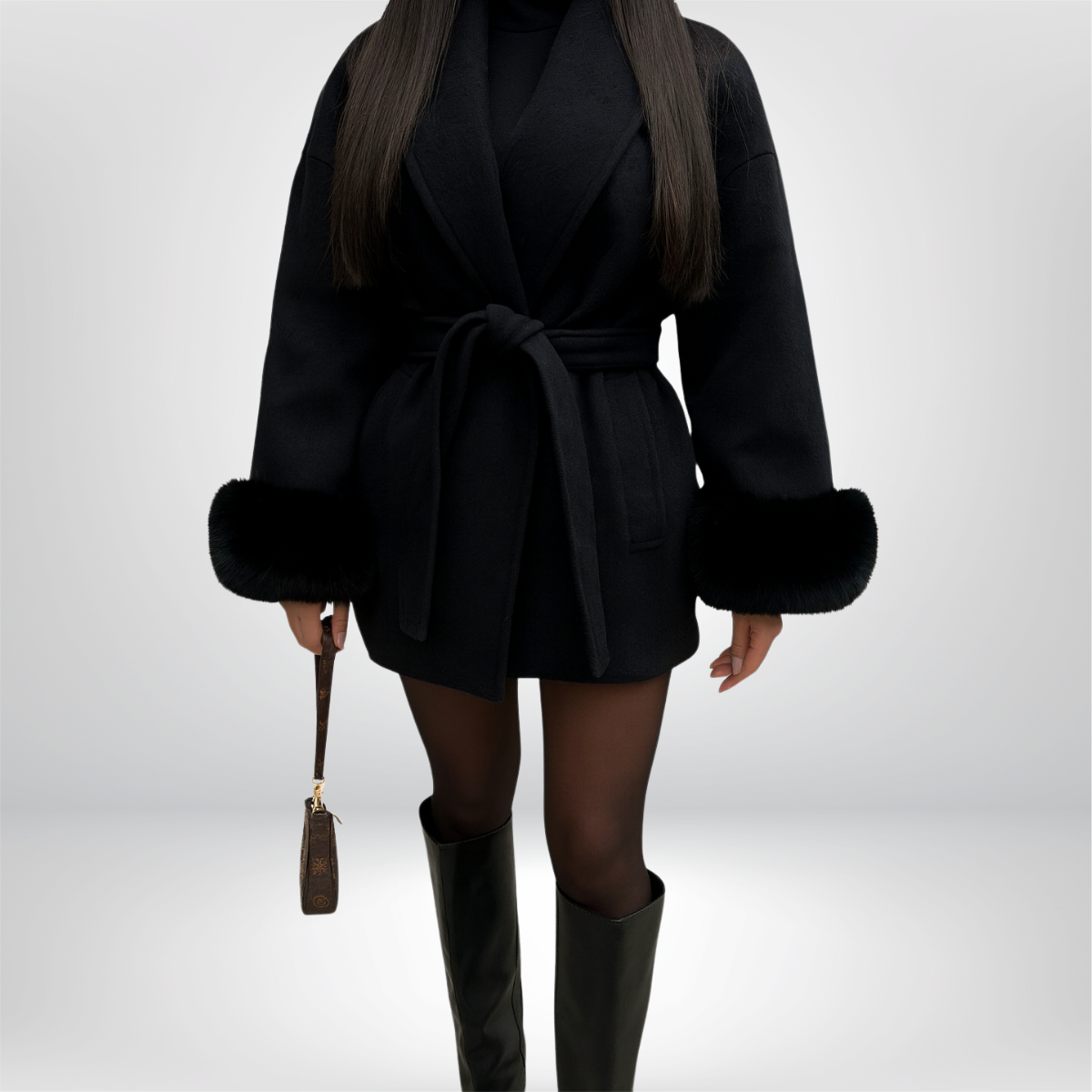 Woolcat™ | Eleganter Mantel mit Kunstpelz-Details