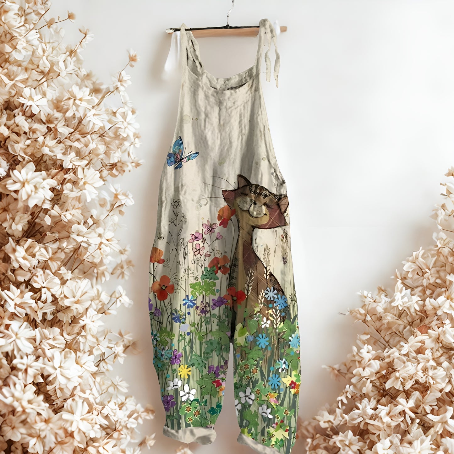 Lotte™ | Ärmelloser Jumpsuit mit verspieltem Natur-Print