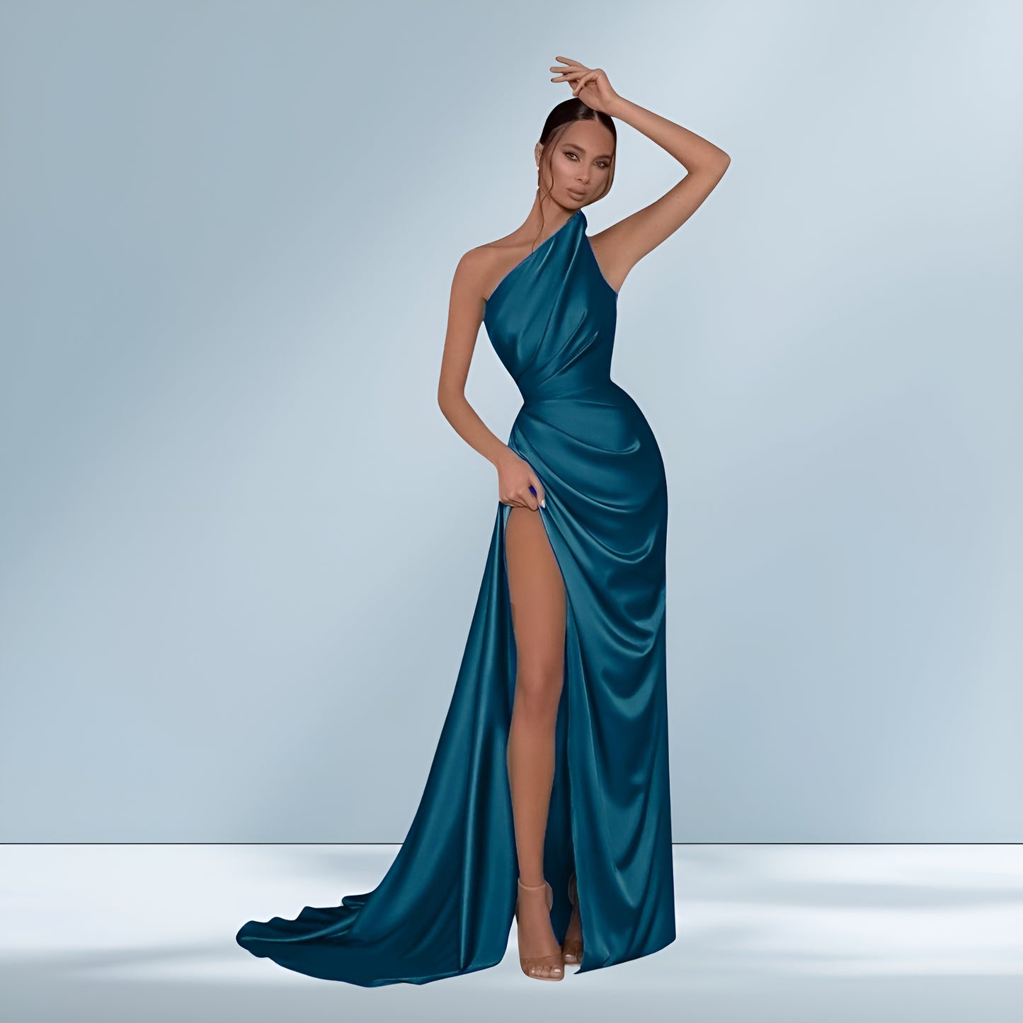 Giulia™ | Elegantes Abendkleid mit One-Shoulder-Detail und Beinschlitz