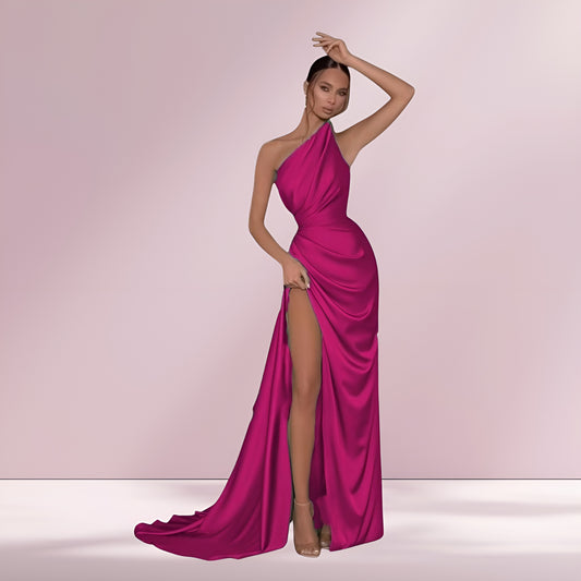 Giulia™ | Elegantes Abendkleid mit One-Shoulder-Detail und Beinschlitz