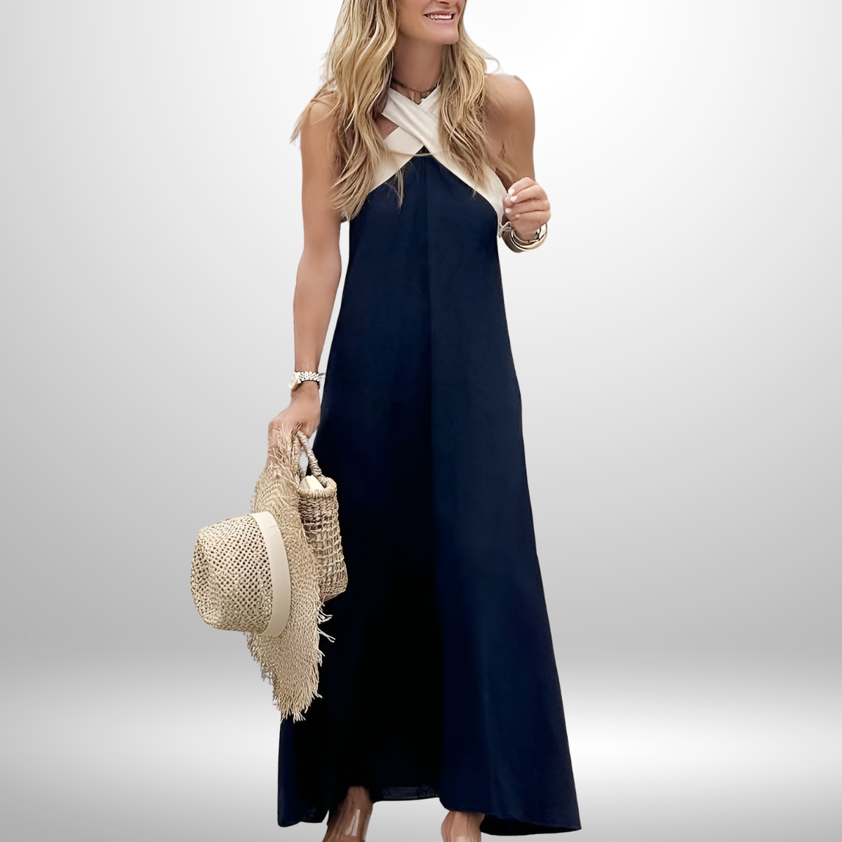 Sienna™ | Elegantes Rückenkleid mit Modernem Neckholder