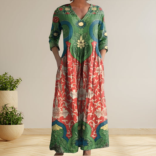 Aroa™ | Vintage Maxikleid mit floralem Charme