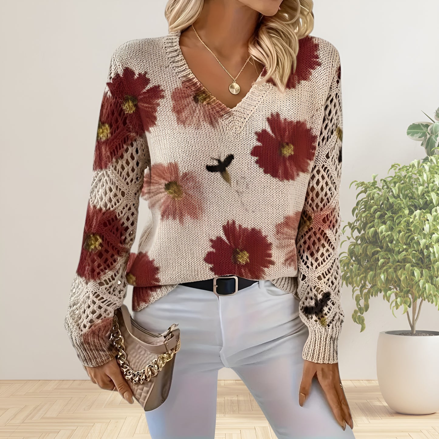 Aurélie™ | Gestrickte Cardigan mit Blumen