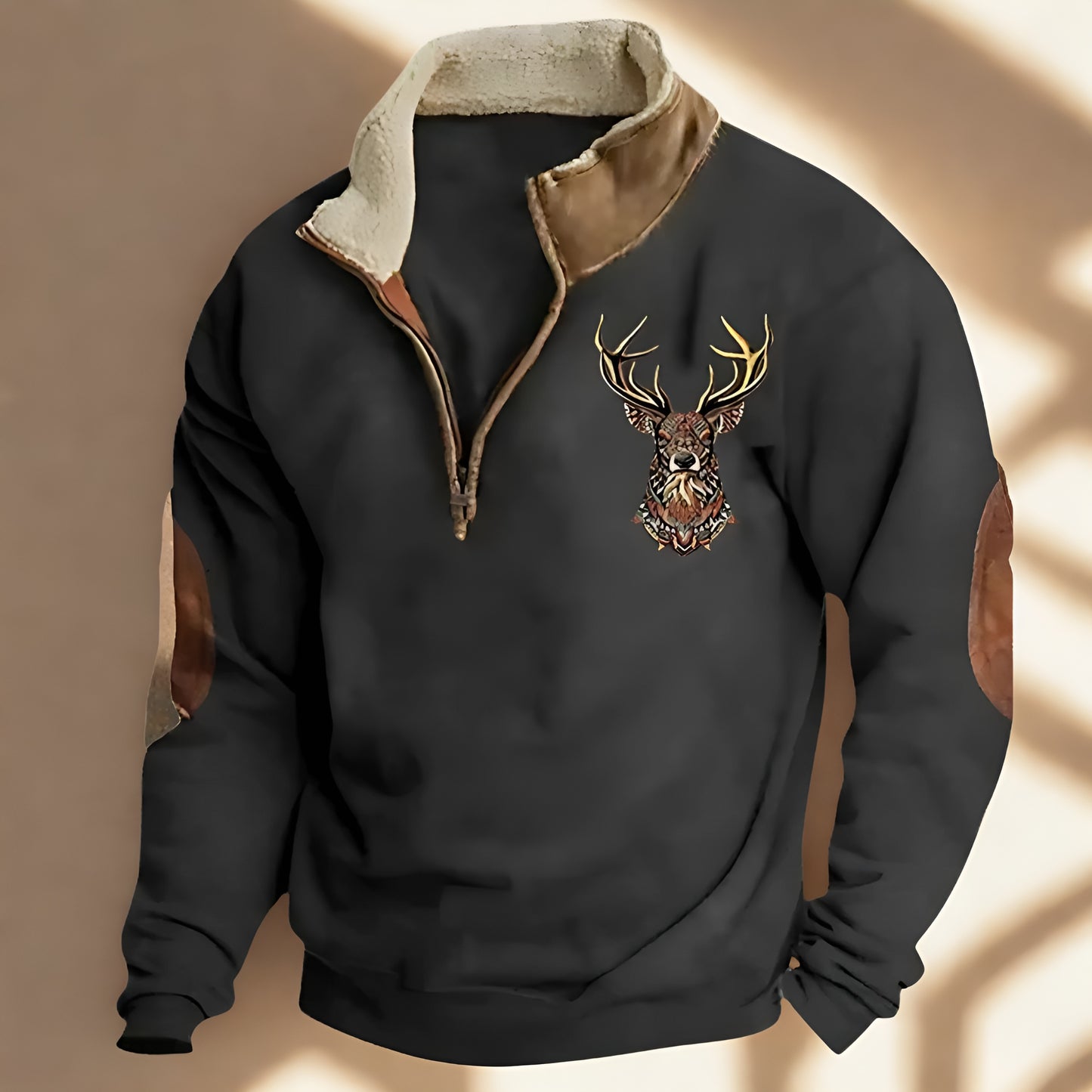 Christos™ | Pullover mit Hirsch-Detail