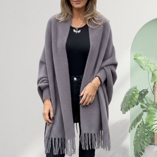 Aurora™ | Langer Arm Casual-Mantel mit Fransen