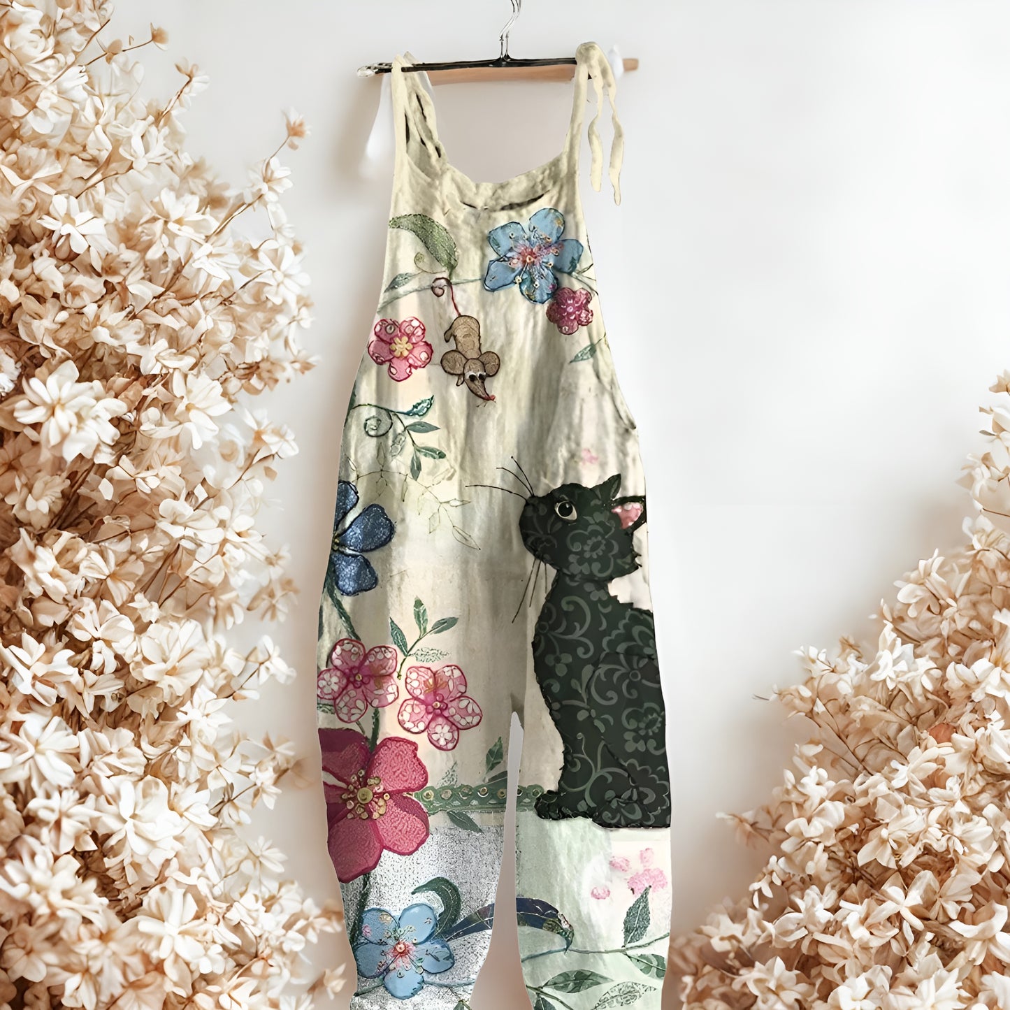 Lotte™ | Ärmelloser Jumpsuit mit verspieltem Natur-Print