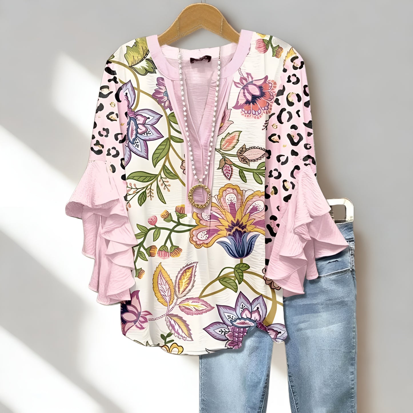 Tirza™ | Vintage-Bluse mit Blumenprint & Rüschenärmeln